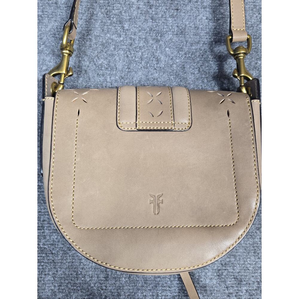 FRYE ILANA Harness Perforated Leather Bag Khaki Saddle Crossbody Bag Purse - Picture 4 of 12